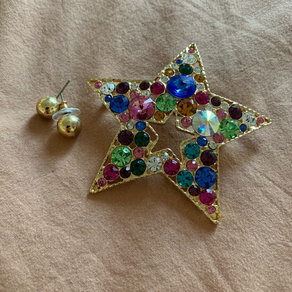 Vintage Eisenberg Ice brooch and RL earrings